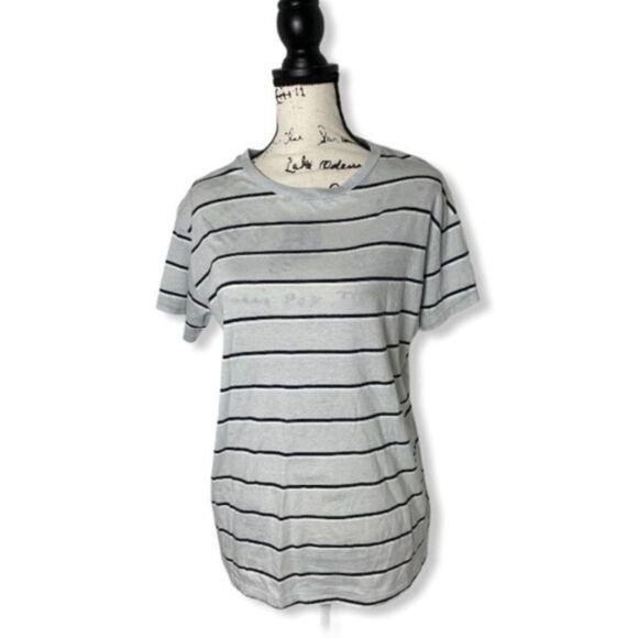 PINK Victoria’s Secret Striped Oversized Soft T-Shirt Gray Black White Size XS - Picture 1 of 3